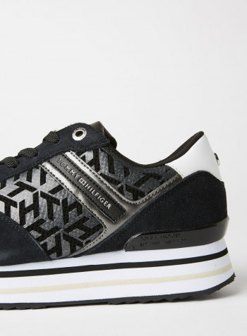 Metallic Flatform Sneakers Black