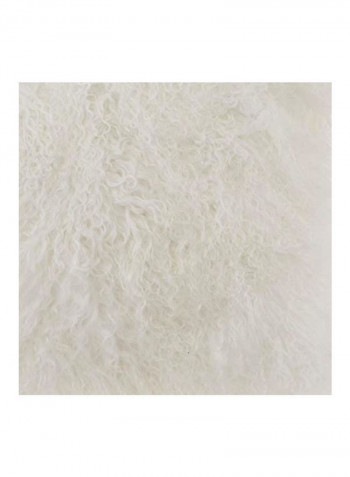 Woolen Mongolian Lamb Fur Throw Pillow Ivory 16inch