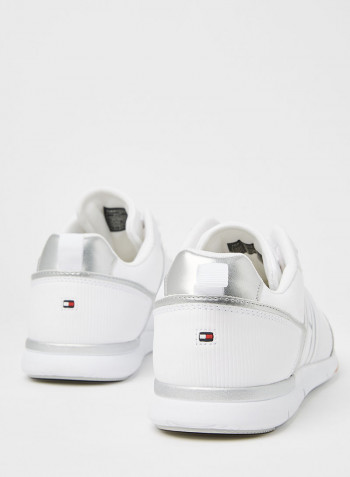 Metallic Light Weight Sneakers White