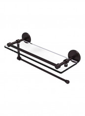 Prestige Skyline Collection Towel Holder With Glass Shelf Antique Bronze/Clear 16inch