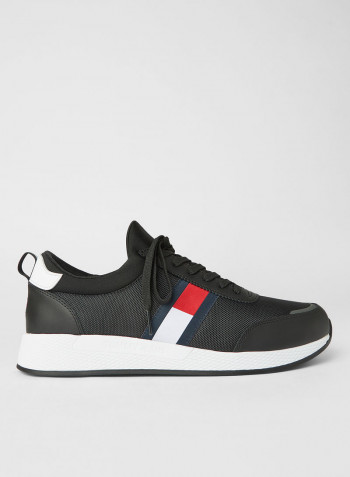 Stretch Lace-Up Sneakers Black