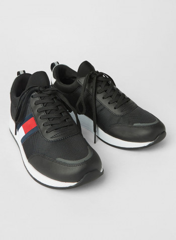 Stretch Lace-Up Sneakers Black