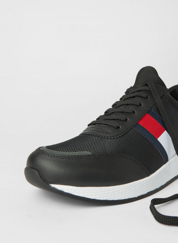 Stretch Lace-Up Sneakers Black