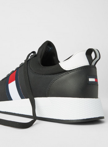 Stretch Lace-Up Sneakers Black