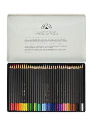 36-Piece Premium Watercolour Pencil Set Multicolour