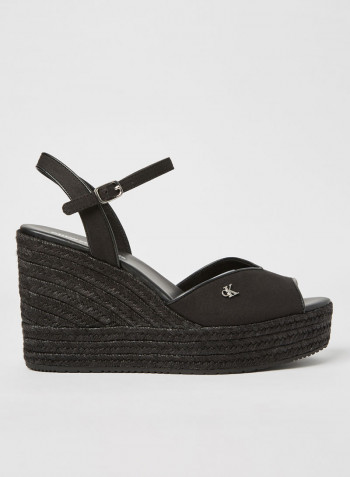 Ankle Strap Wedge Sandals Black