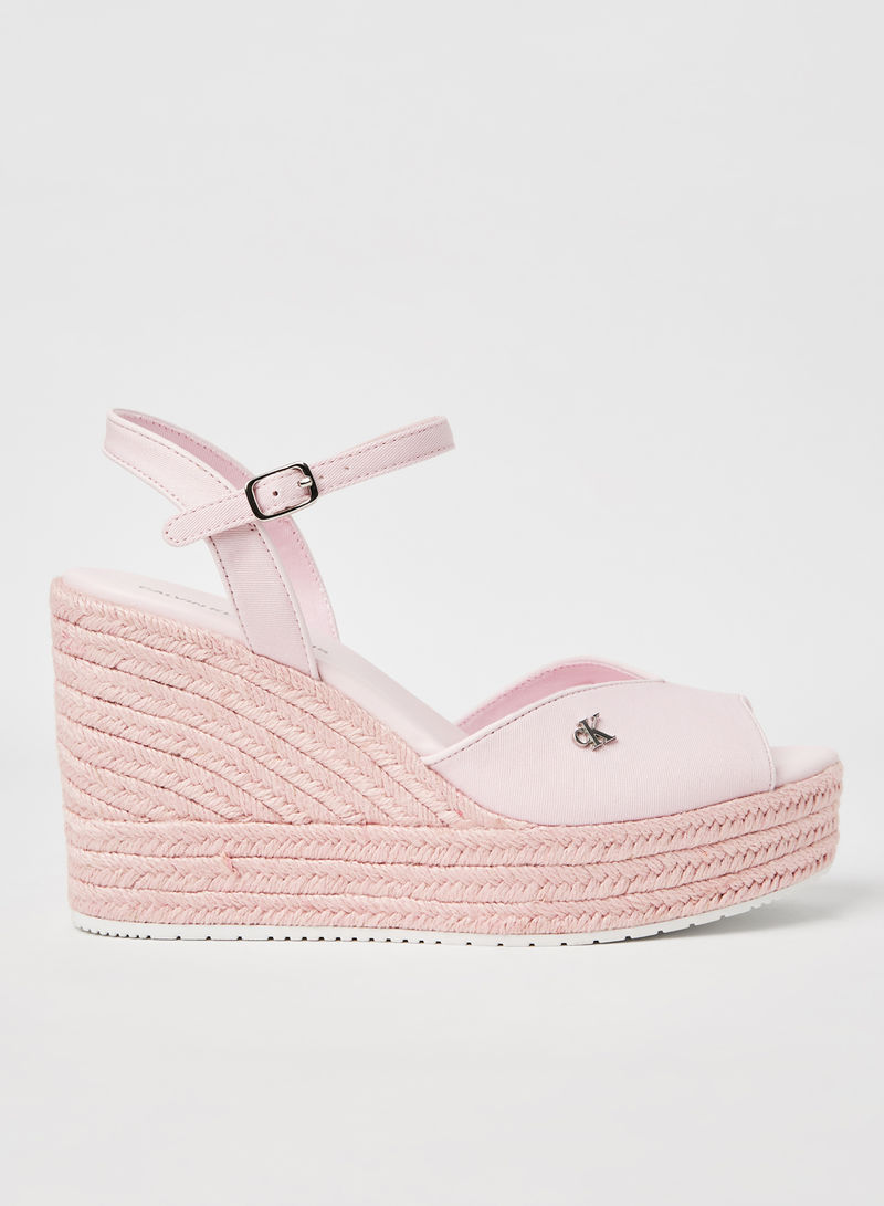 Ankle Strap Wedge Sandals Pearly Pink
