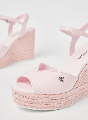 Ankle Strap Wedge Sandals Pearly Pink