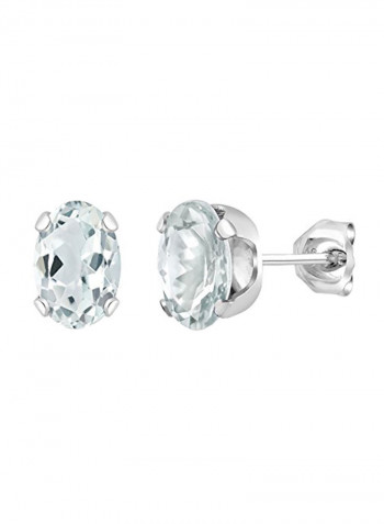 925 Sterling Silver Aquamarine Stud Earrings