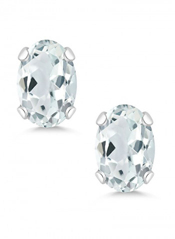 925 Sterling Silver Aquamarine Stud Earrings