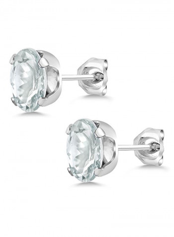 925 Sterling Silver Aquamarine Stud Earrings