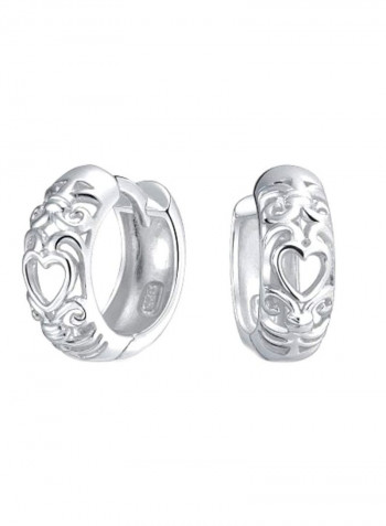 925 Sterling Silver Heart Cut Out Hoop Earrings