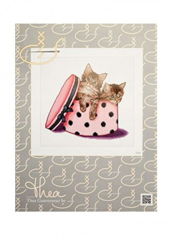 Twin Kittens Cross Stitch Kit White/Brown/Pink