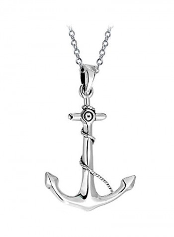 925 Sterling Silver Anchor Rope Pendant Necklace