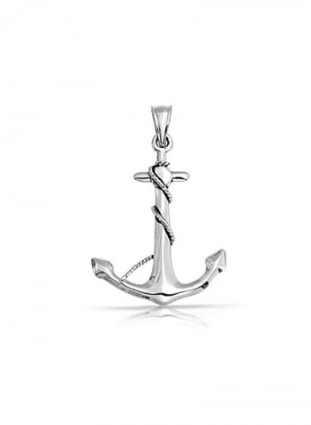 925 Sterling Silver Anchor Rope Pendant Necklace