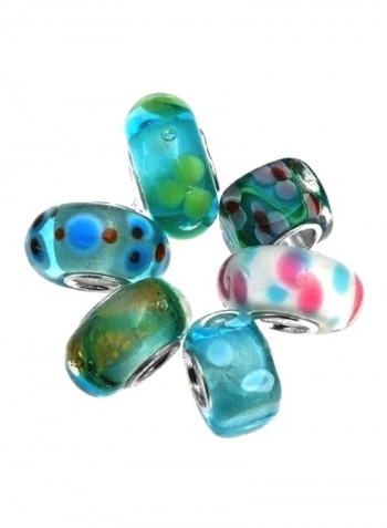 925 Sterling Silver Flower Murano Glass Charm