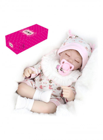 Reborn Baby Doll with Lovely Hat and Bee Bib 40.5x14x20cm