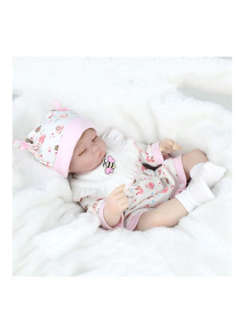 Reborn Baby Doll with Lovely Hat and Bee Bib 40.5x14x20cm