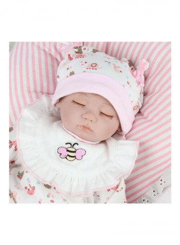 Reborn Baby Doll with Lovely Hat and Bee Bib 40.5x14x20cm