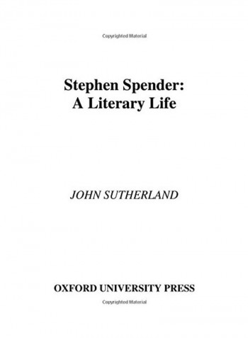 Stephen Spender: A Literary Life Hardcover