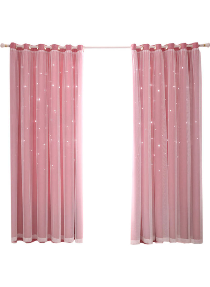 2-Piece Stars Shading Window Curtain Pink