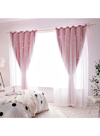 2-Piece Stars Shading Window Curtain Pink