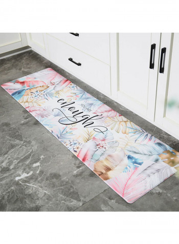 Anti-Skidding Plant Pattern Rectangle Water Proof Home Mat Multicolour XL
