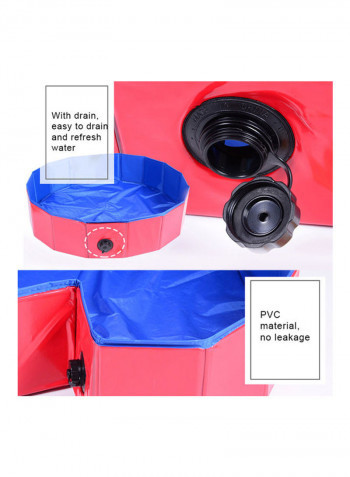 Foldable Pets Bath Pool Red/Blue 36.0x32.0x12.0cm