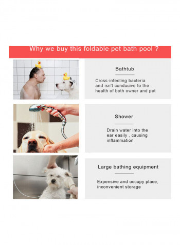Foldable Pets Bath Pool Red/Blue 36.0x32.0x12.0cm