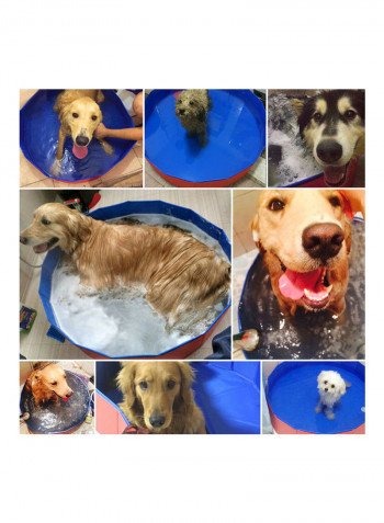 Foldable Pets Bath Pool Red/Blue 36.0x32.0x12.0cm