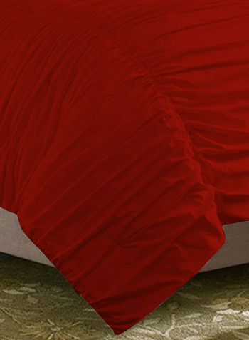 3-Piece Gathered Egyptian Cotton Duvet Cover Set Red Double