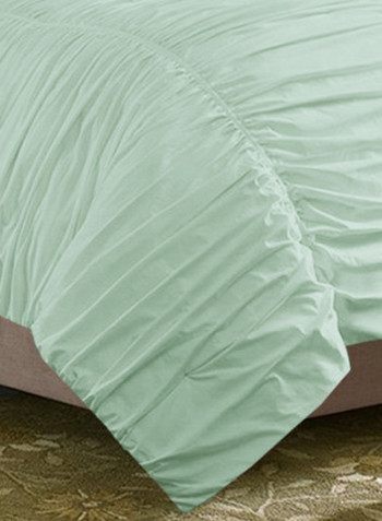 3-Piece Gathered Egyptian Cotton Duvet Cover Set Light Green Double