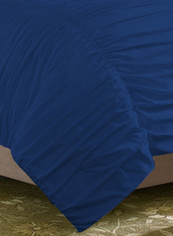 3-Piece Gathered Egyptian Cotton Duvet Cover Set Royal Blue Double