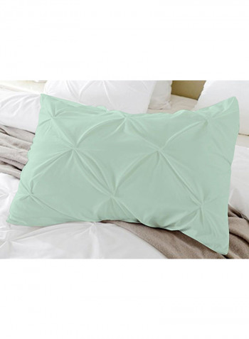 3-Piece Pinch Pleated Egyptian Cotton Duvet Cover Set Light Green Double