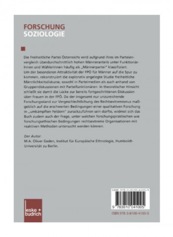 Mannlichkeitskonstruktionen In Der Freiheitlichen Partei Osterreichs Paperback