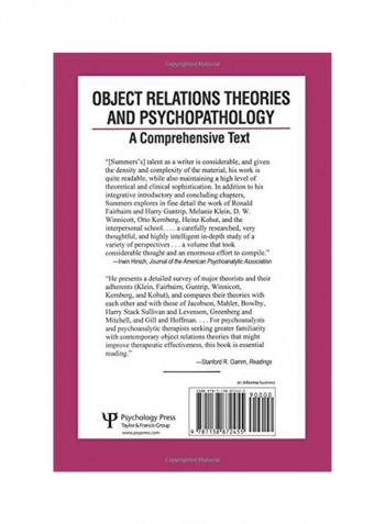 Object Relations Theories And Psychopathology: A Comprehensive Text Paperback