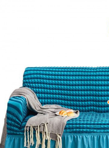 Striped Pattern Sofa Slipcover Blue 235 - 300centimeter