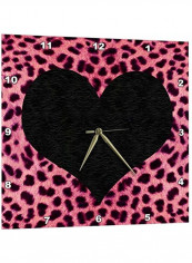 Rockabilly Cheetah Animal Print Heart Wall Clock Multicolour 13x13inch