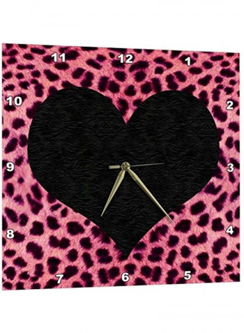Rockabilly Cheetah Animal Print Heart Wall Clock Multicolour 13x13inch