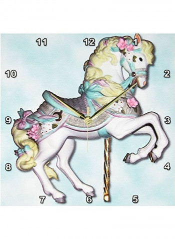 Carousel Horse Printed Wall Clock Multicolour 13x13x0.1inch