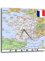 Map Of France Printed Analog Wall Clock Multicolour 13x13x0.1inch
