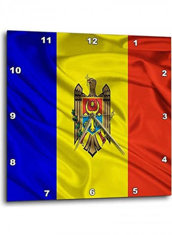 Moldova Flag Printed Wall Clock Multicolour 13x13x0.1inch