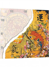 Asian Symbols Printed Analog Wall Clock Multicolour 13x13x0.1inch