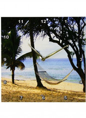 Tropical Beach Hammock Wall Clock Multicolour 13x13inch