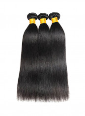 3 Piece Brazilian Straight Bundles Human Hair Extensions Black 10,12,14inch