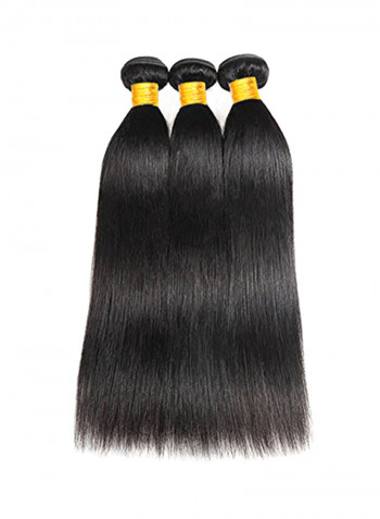 3 Piece Brazilian Straight Bundles Human Hair Extensions Black 10,12,14inch