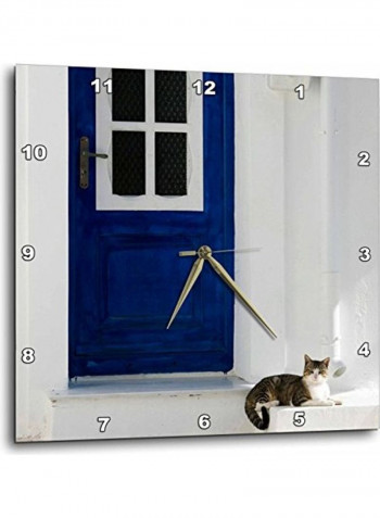 Door Printed Analog Wall Clock Multicolour 13x13x0.1inch