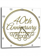 Gold Text 40th Anniversary Wall Clock Gold 13x13inch