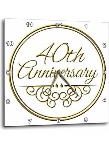 Gold Text 40th Anniversary Wall Clock Gold 13x13inch