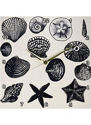 Sea Shells Nautical Beach Printed Analog Wall Clock Multicolour 13x13x0.1inch